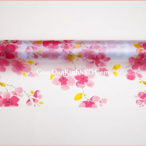 Giấy dán kính bông đào đỏ mã A02