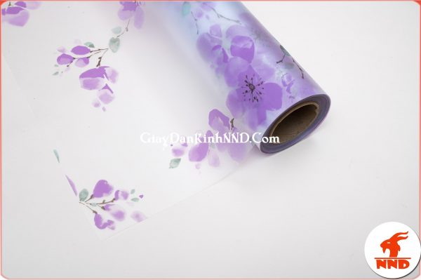 Giấy dán kính trang trí hoa đào tím mã A20
