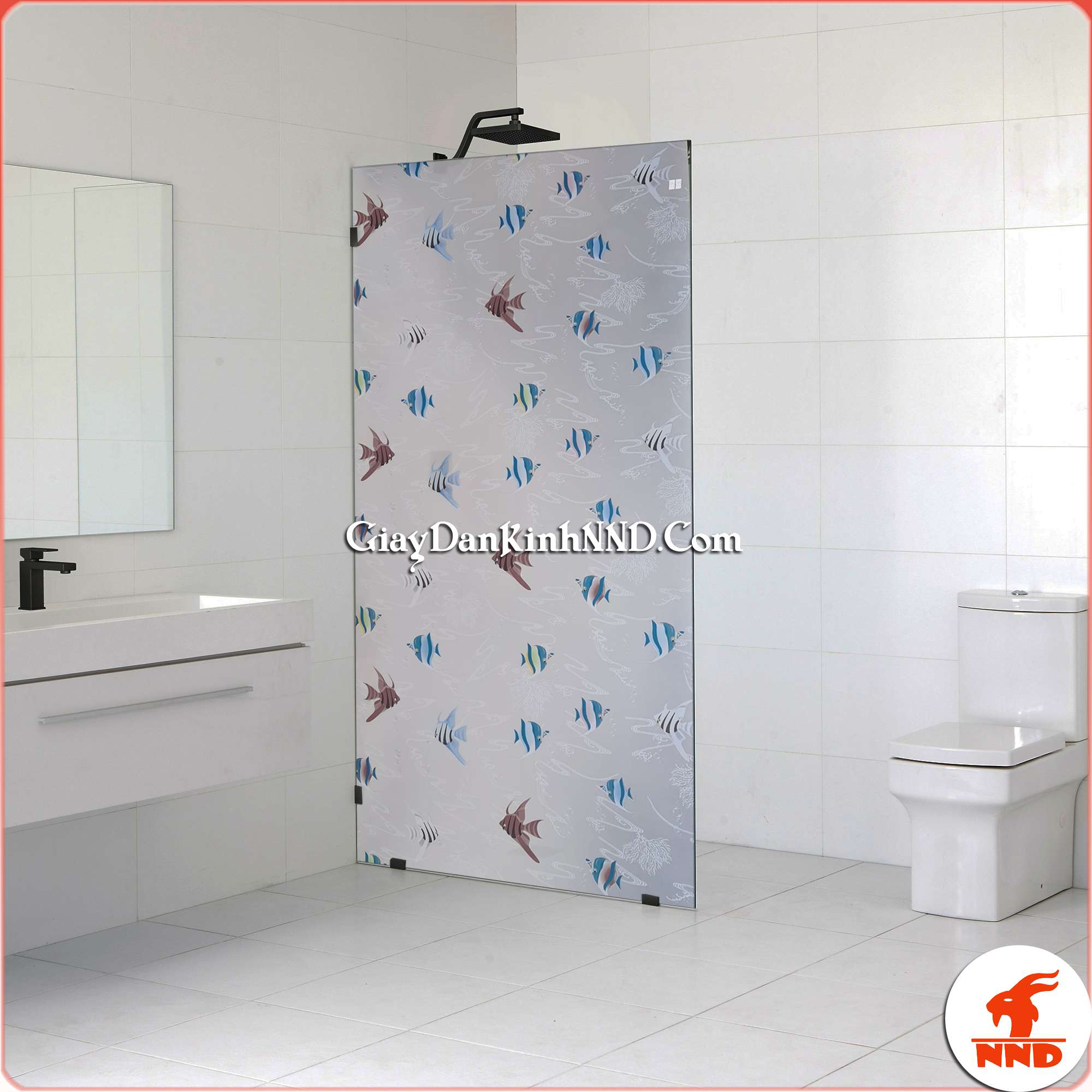 Sử dụng mẫu giấy dán kính mã A23 dán cho cửa kính phòng tắm tạo cảm giác mới