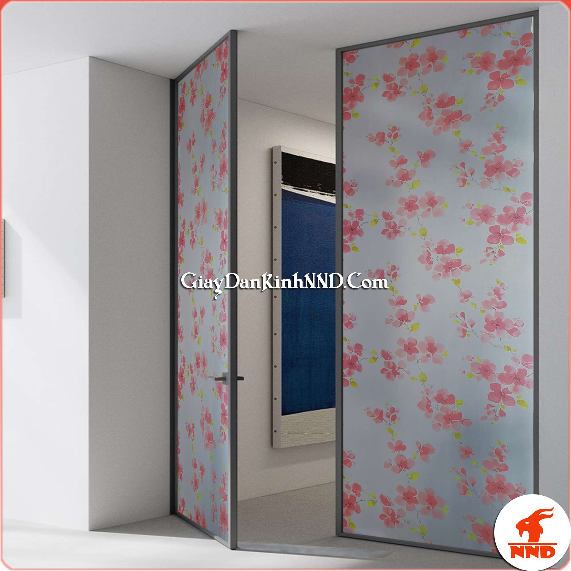 Decal hoa đào dán kính - giấy dán kính hoa đào trang trí cửa kính đẹp