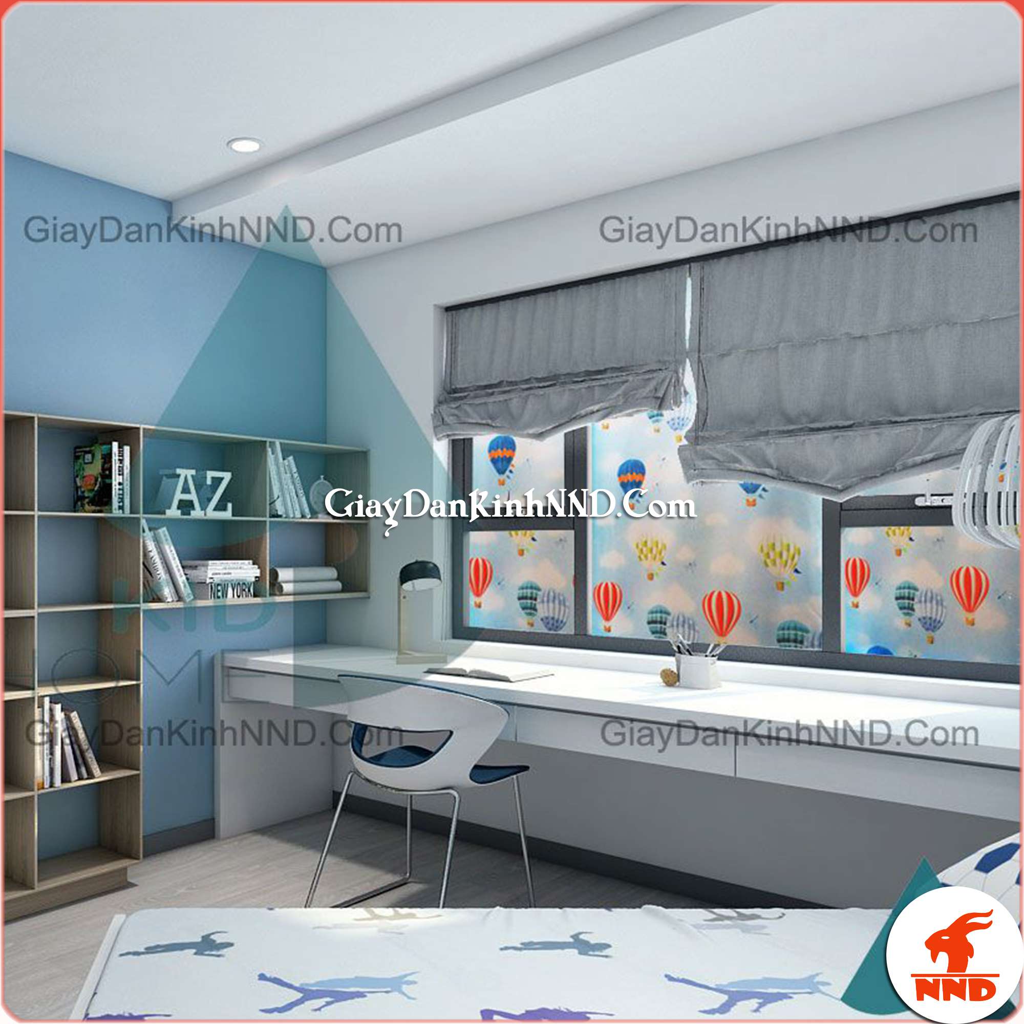 Đây là mẫu giấy dán kính trang trí mã A12 là kiểu mẫu giấy dán kính 3D, được thiết kế bằng hình ảnh những chiếc khinh khí cầu nhiều màu sắc đang bay lên bầu trời trong xanh, vẽ lên cho người nhìn khung cảnh thiên nhiên đầy sức sống. A12 được coi là một trong những mẫu giấy dán kính được ưa chuộng nhất của Giấy dán kính NND, ngoài khả năng che tầm nhìn tốt  chúng còn là môt mẫu rất đẹp mắt với màu sắc bắt bắt họa tiết sinh động. A12 rất thích hợp cho các bạn nếu muốn lựa chọn một mẫu giấy dán kính phòng ngủ.