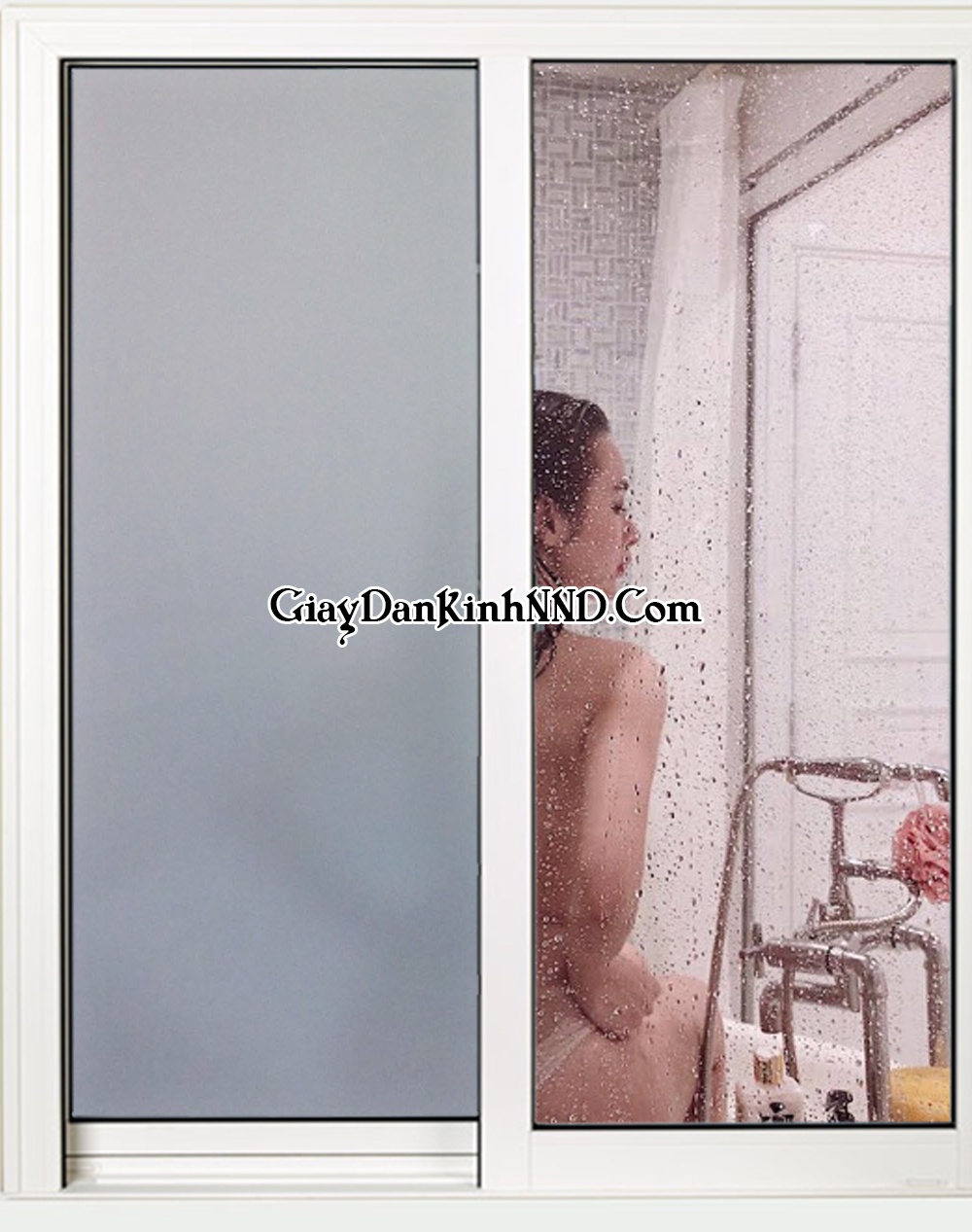 Dán 2 lớp decal mờ cho phòng tắm - Sẽ giúp che kín gần như tuyệt đối.