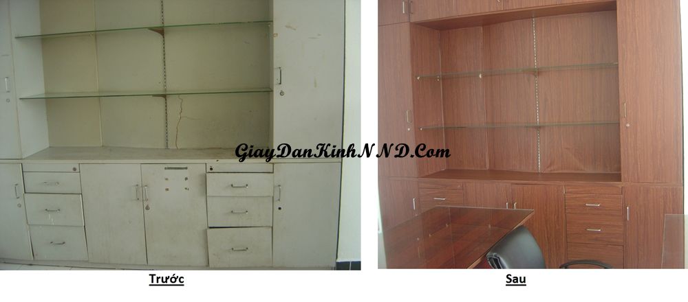 Dán decal vân gỗ lên tủ, bàn ghế...lột xác hoàn toàn