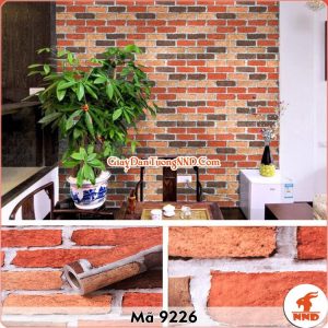 Decal dán tường giả gạch đỏ 3D mã 9226