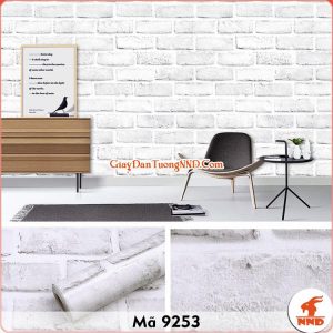 Decal dán tường 3D giả gạch trắng mã 9253