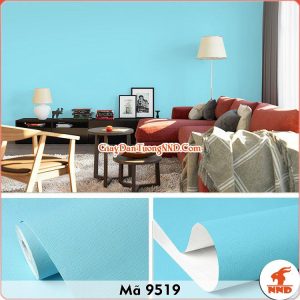 Decal dán tường trơn vân sần màu xanh dương mã 9519