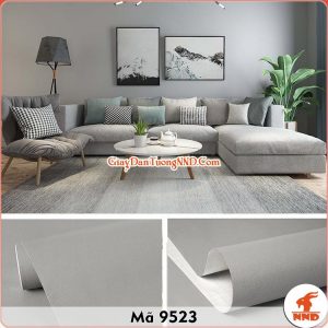 Decal dán tường màu ghi trơn sần mã 9523