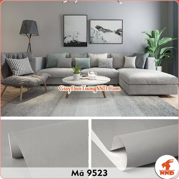 Decal dán tường màu ghi trơn sần mã 9523