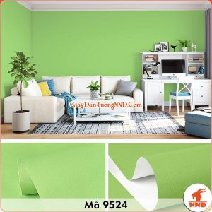Decal dán tường trơn màu xanh lá vân sần mã 9524