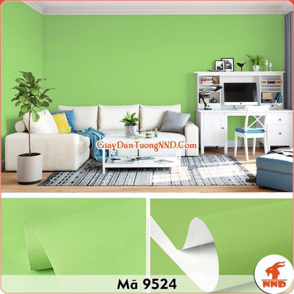Decal dán tường trơn màu xanh lá vân sần mã 9524