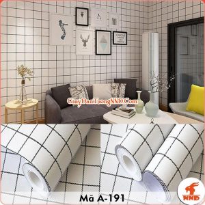 Mẫu giấy decal dán tường kẻ caro mã A-191