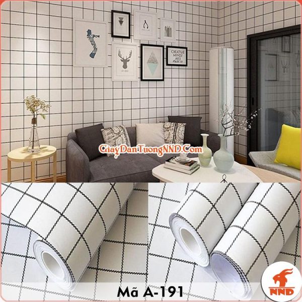 Mẫu giấy decal dán tường kẻ caro mã A-191