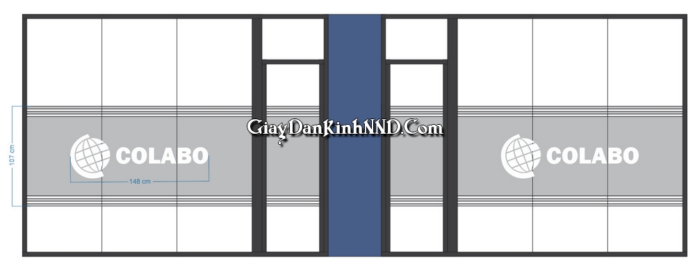 Cắt chữ logo decal vách kính văn phòng COLABO