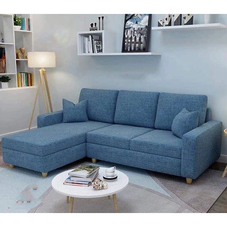 Sofa Chữ L Đặt Góc Phải Bọc Nỉ - SGVP02 6 Sofa chữ L xanh dương