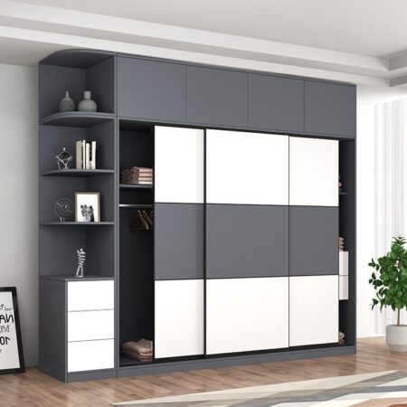 Tủ Quần Áo 3 Cánh Lùa Màu Ghi Trắng – TQAVP24