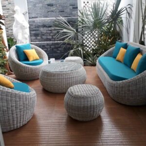 Bàn Ghế Cafe Đan Sợi Nhựa Nguyên Chất - BGCVP12