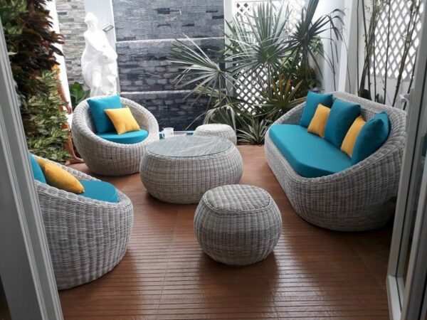 Bàn Ghế Cafe Đan Sợi Nhựa Nguyên Chất - BGCVP12