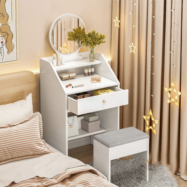 Bàn Phấn Trang Điểm Nhỏ Gọn Gương Tròn - BTDVP34