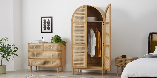 Tổng Hợp Các Ý Tưởng Trang Trí Tủ Quần Áo Đẹp Lung Linh 4 Tủ quần áo bằng mây decor xinh xắn