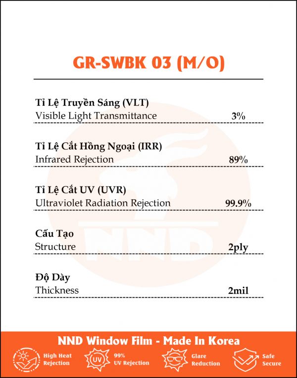 Thông số sản phẩm BK 03 TS
