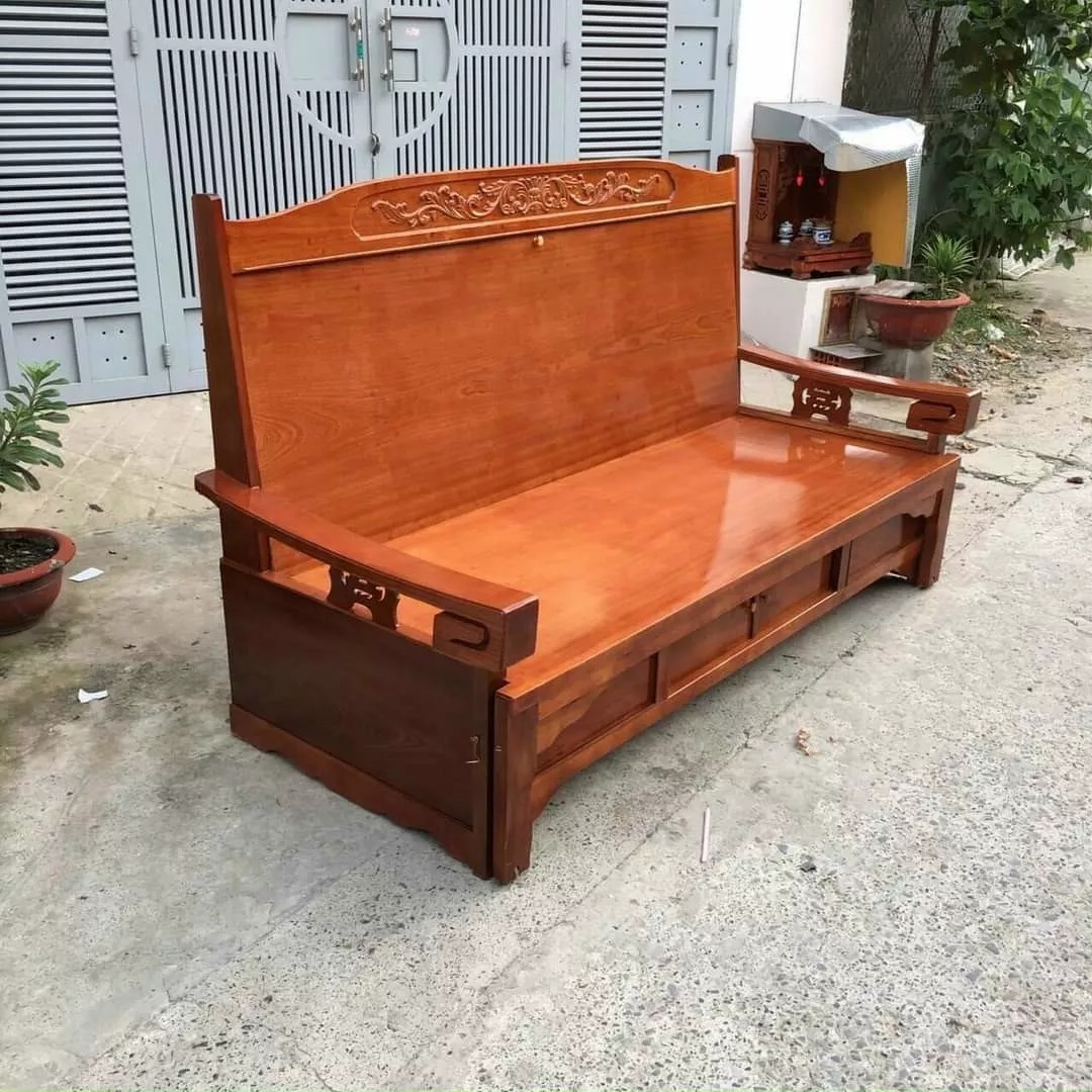 Sofa Giường Gỗ Xoan Đào 1m4 - SGVP02 4 Ghế sofa giường gỗ xoan đào