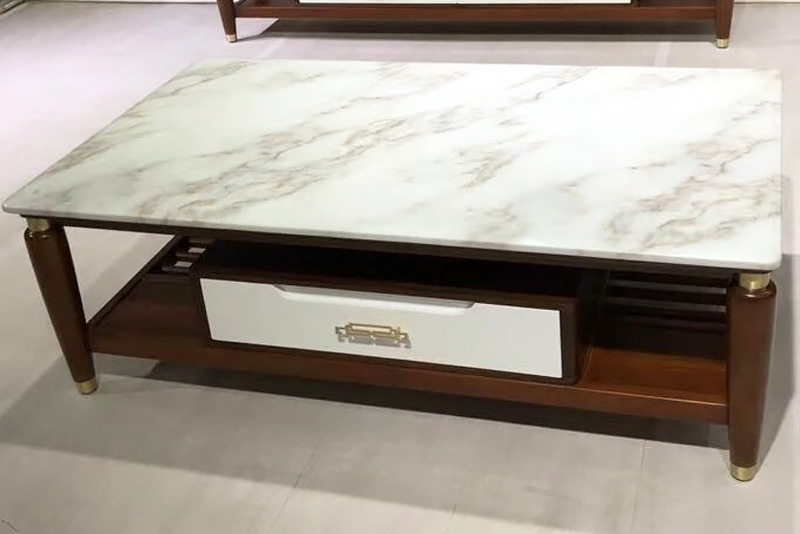 Bàn sofa mặt đá chân gỗ có ngăn kéo - BTVP38 4 Bàn sofa mặt đá chân gỗ