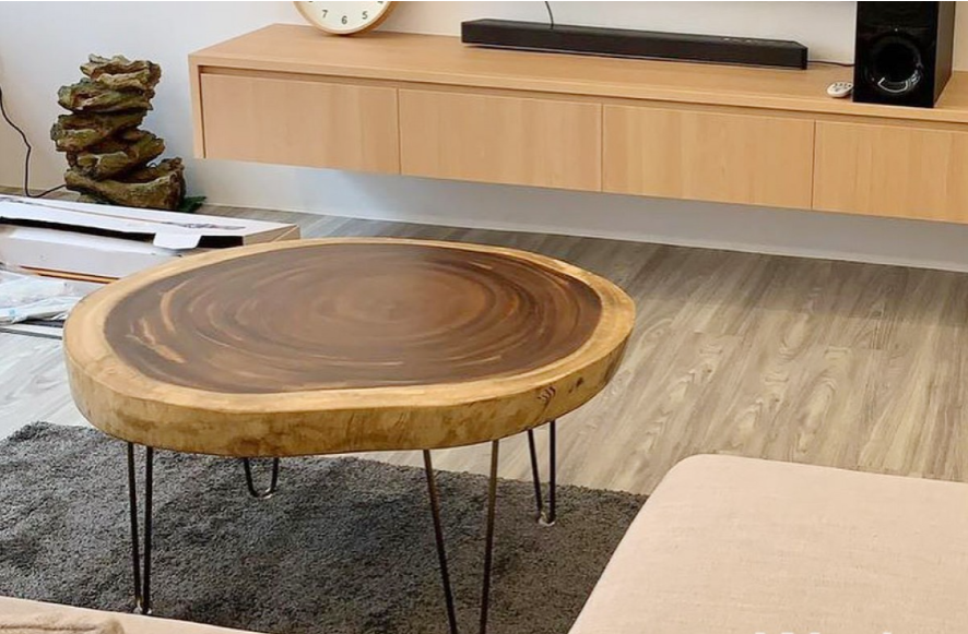 Bàn sofa gỗ me tây vân đỏ chân sắt - BTVP31 4 Bàn sofa gỗ me tây