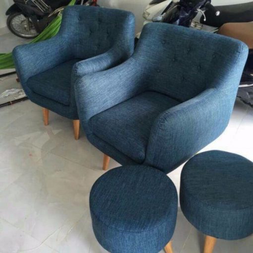 Sofa nỉ đơn – SNVP10 4 Ghế sofa đơn nỉ màu xanh