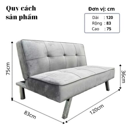 Sofa Giường Bọc Vải Nhung – SGVP08