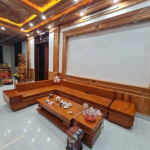 Sofa góc gỗ đỏ