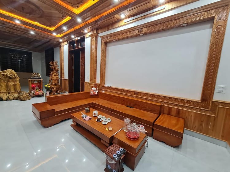 Bộ Sofa Góc Đặt Phải Gỗ Đỏ - SGVP13 4 Sofa góc gỗ đỏ