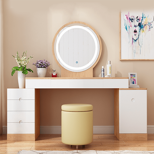 Bàn Trang Điểm Gương Tròn 2 Cạnh Tủ - BTDVP26 6 Bàn Trang Điểm Gương Tròn 2 Cạnh Tủ - BTDVP26