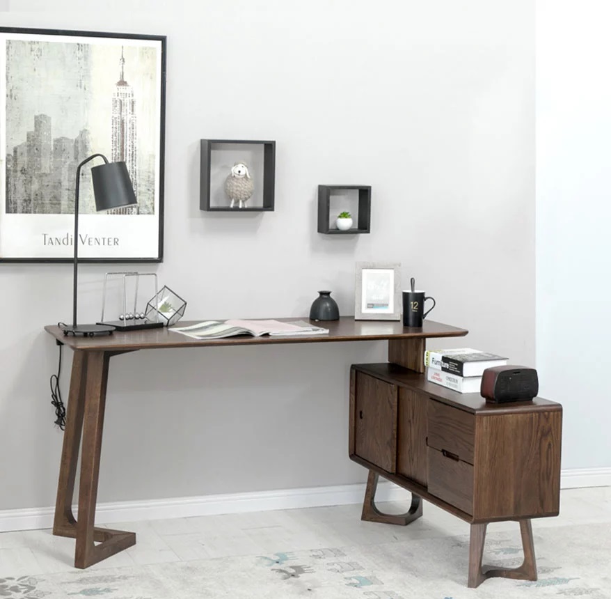 Bàn làm việc gỗ Sồi có tủ để đồ - BLVGVP37