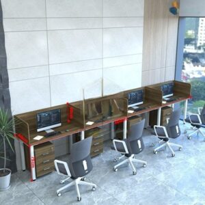 Cụm Bàn Làm Việc 4 Người 4m8 Vách Ngăn Gỗ – CBLVVP05