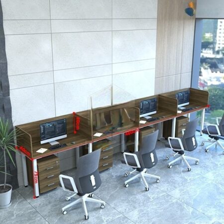 Cụm Bàn Làm Việc 4 Người 4m8 Vách Ngăn Gỗ – CBLVVP05