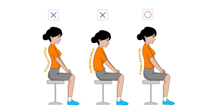 Điều Chỉnh Tư Thế Ngồi Làm Việc Đúng Cho Dân Văn Phòng 2 Lưng thẳng, không gù cũng không được ưỡn ngực