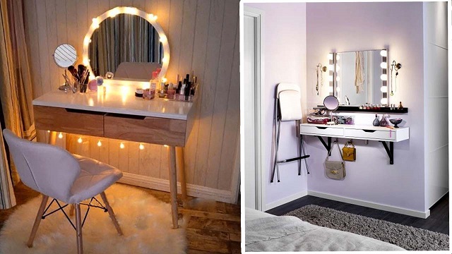 Mẫu thiết kế bàn trang điểm có đèn led đẹp