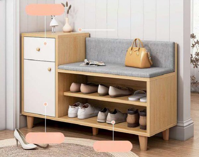 Mẫu tủ đựng giày có ghế ngồi tô đẹp không gian sống