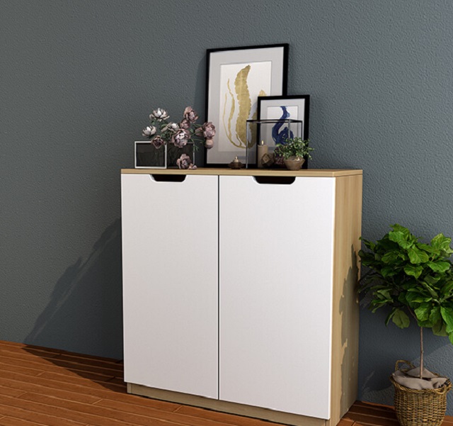 Mẫu tủ giày 2 cánh hiện đại bằng gỗ nhân tạo