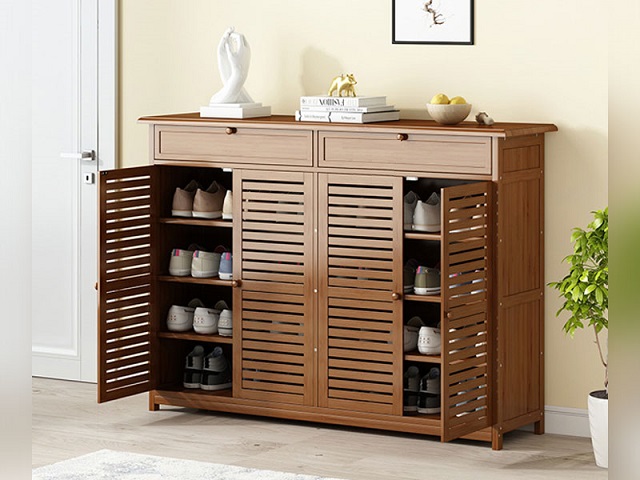 Mẫu tủ giày 4 cánh bằng gỗ