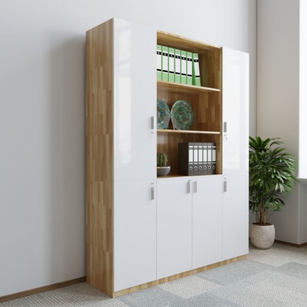 Tủ Tài Liệu Gỗ Cao Su 6 Cánh Màu Trắng - THSGVP01 6 Tủ Tài Liệu Gỗ Cao Su 6 Cánh Màu Trắng - THSGVP01