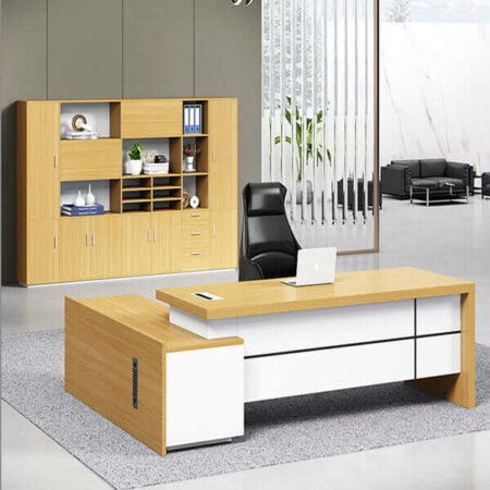 Bàn Giám Đốc Hiện Đại Chữ L Yếm Sọc Đen 1m6- BGDVP48