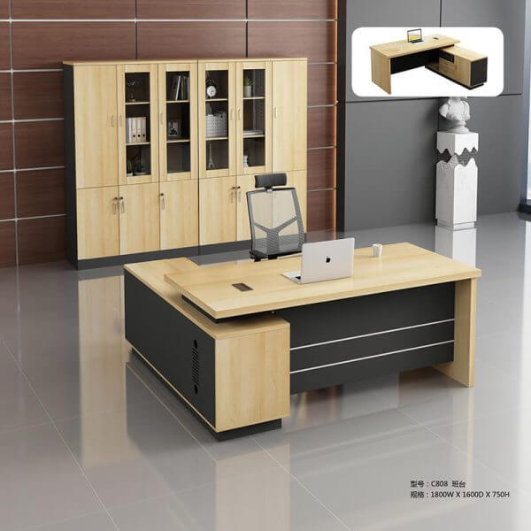 Bàn Giám Đốc Hiện Đại Yếm Gỗ 2 Sọc Trắng - BGDVP54 4 ban giam doc chu l hien dai 4 2 1