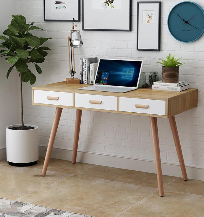Bàn làm việc bằng gỗ MFC chân trụ tròn - BLVGVP35