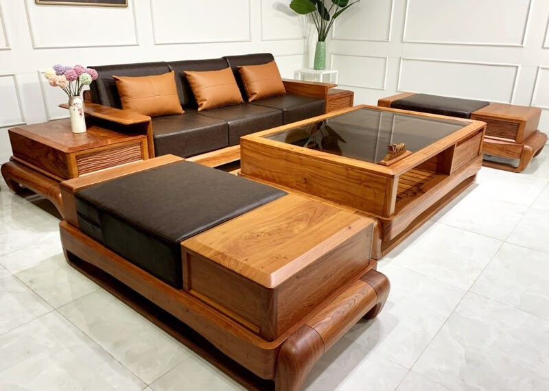 Sofa Góc Chữ U Gỗ Đỏ - SPGVP10 4 Sofa gỗ đỏ