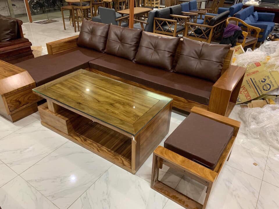 Sofa Góc Chữ L Gỗ Hương Xám - SPGVP05 4 Sofa gỗ hương xám thiết kế hộp