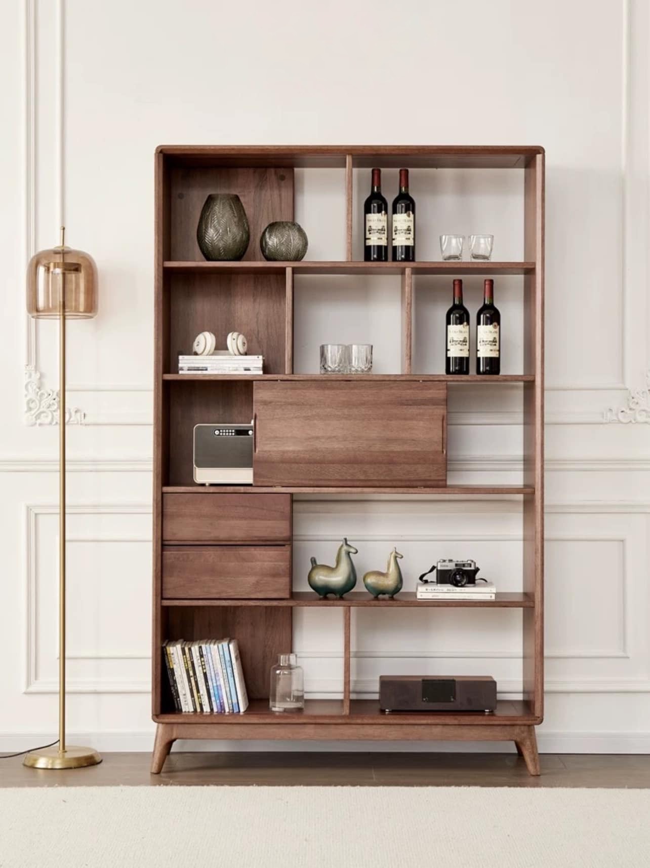 Tủ kệ gỗ Sồi 5 tầng đẹp, hiện đại