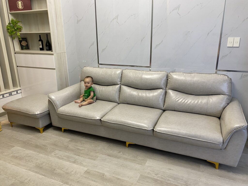 Sofa da simili màu xám 3 chỗ ngồi