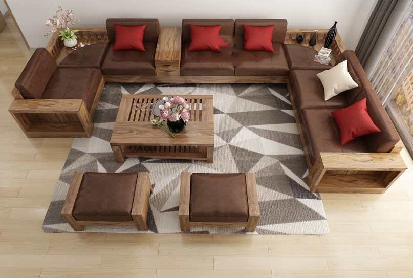 Sofa Gỗ Góc Chữ U - SPGVP13 4 Sofa gỗ góc chữ U đẹp