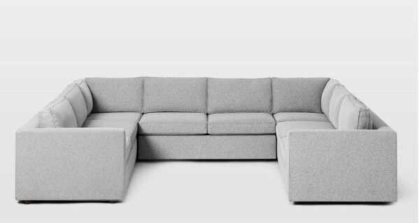Sofa nỉ góc chữ U màu xám